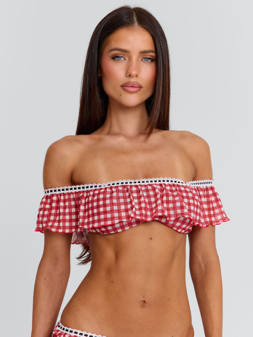 BETTY TOP RED GINGHAM
