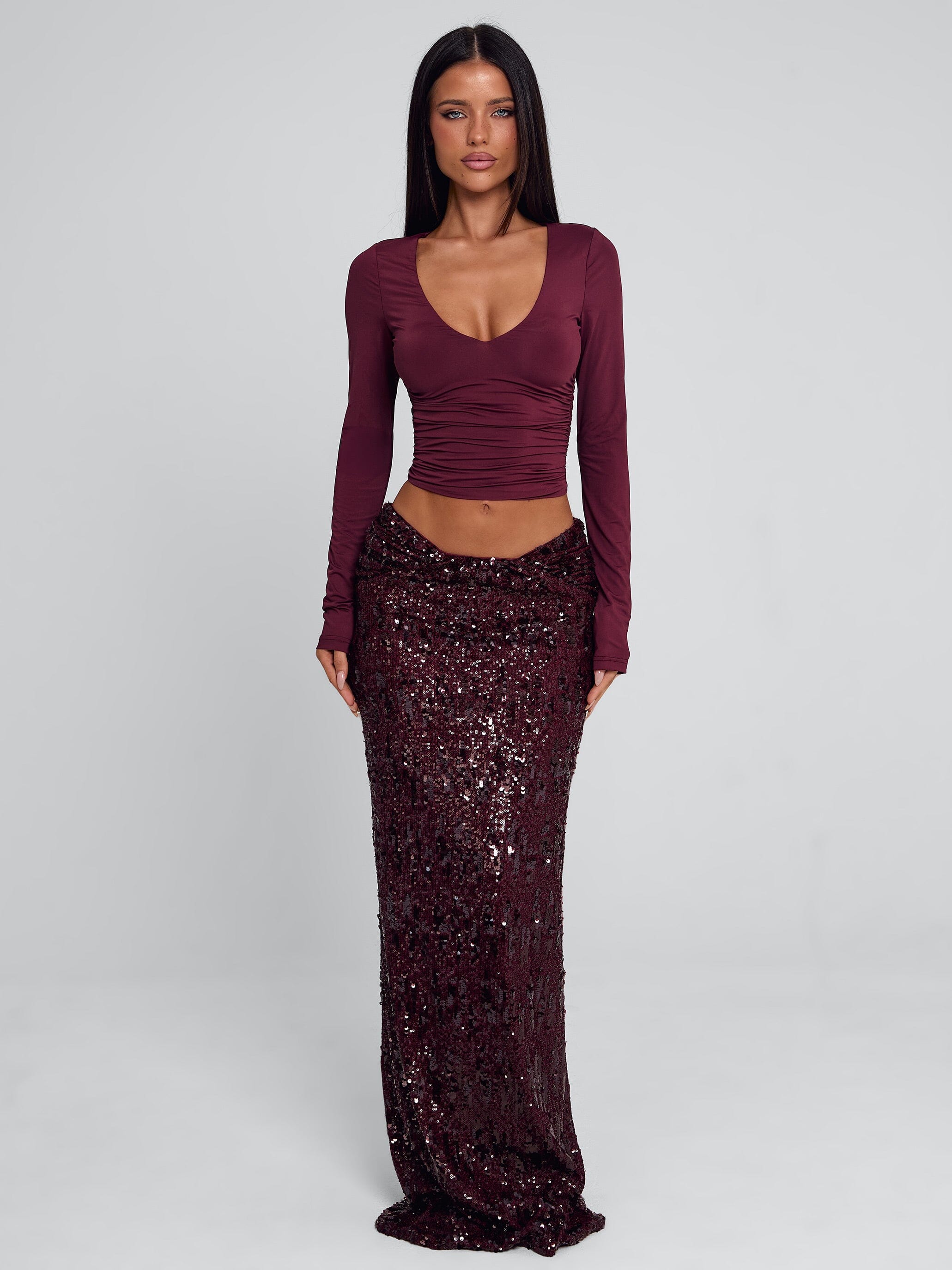 ISLE MAXI SKIRT BURGUNDY