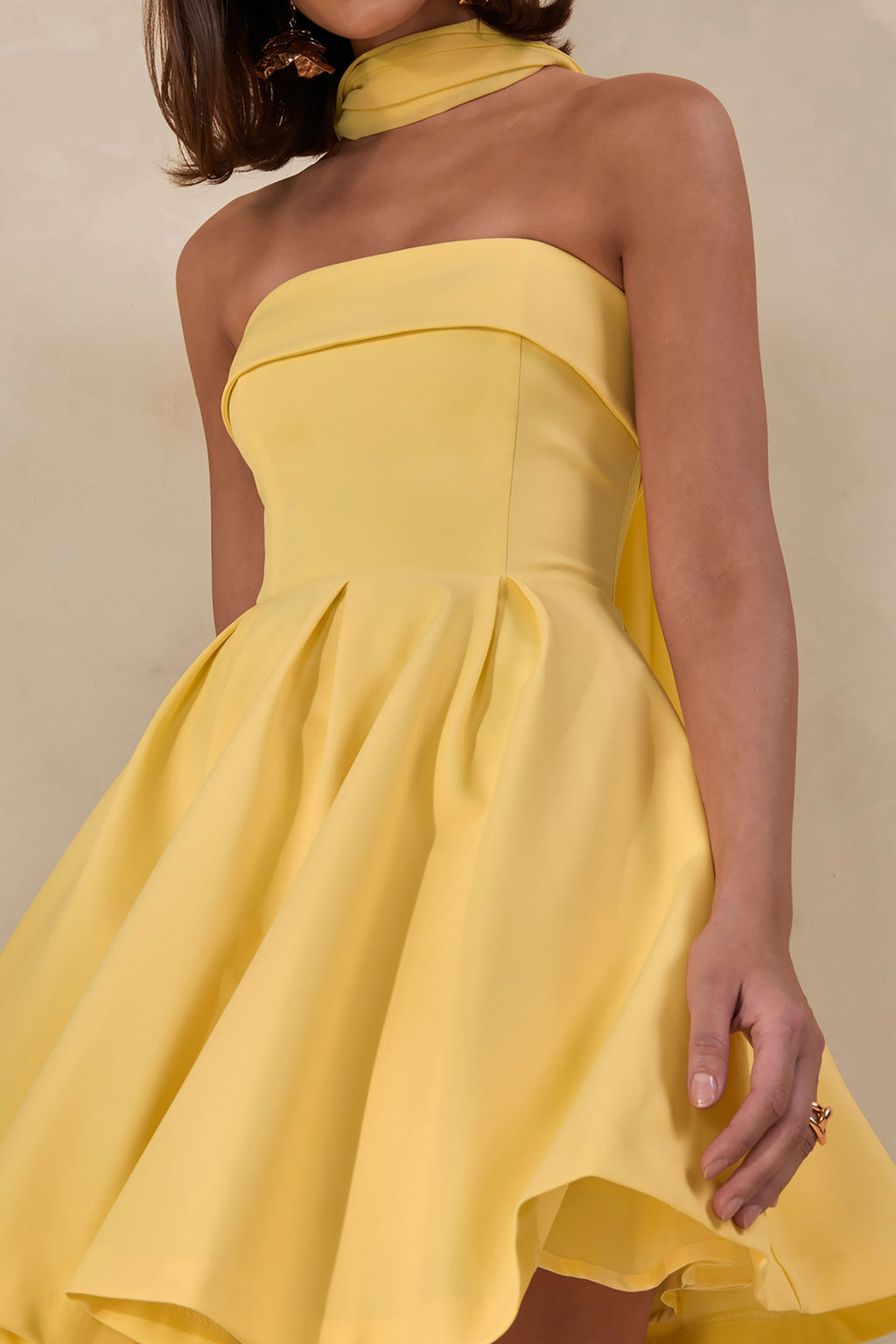 Bruna | Lemon Bandeau Skater Mini Dress