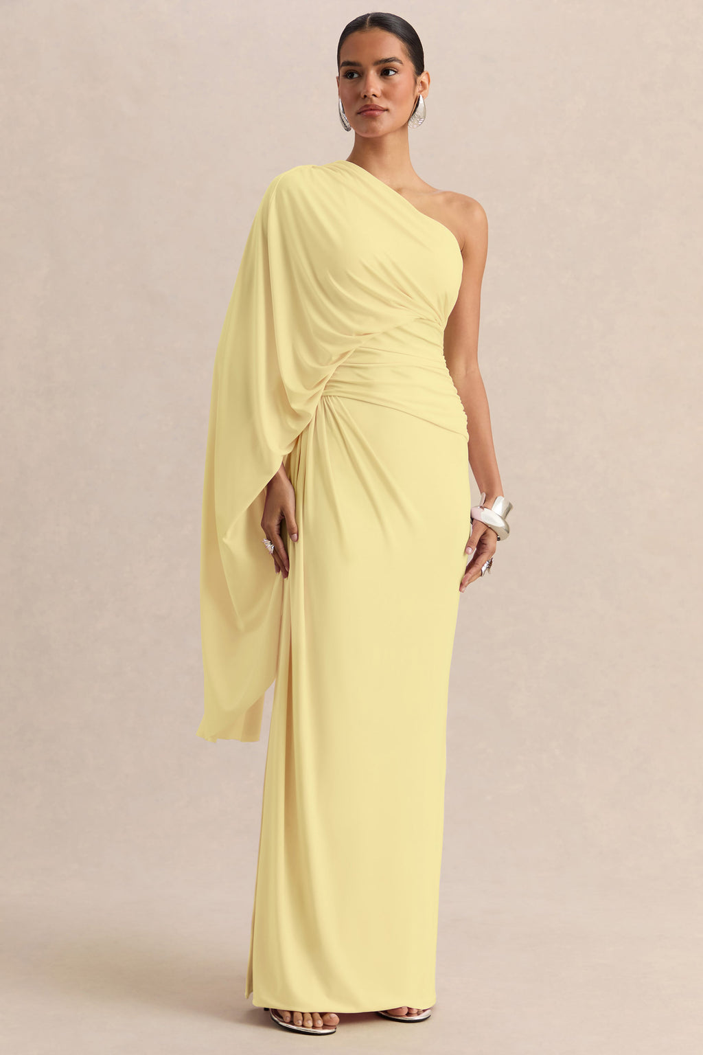 Sabella | Lemon Asymmetric-Neck Maxi Dress