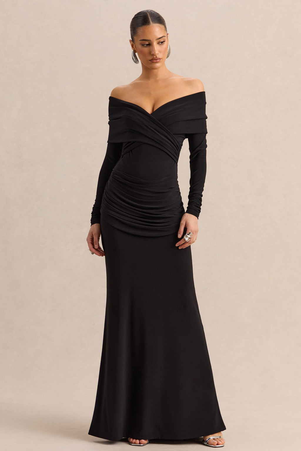 Esara | Black Maxi-Skirt With Gathered-Detailing