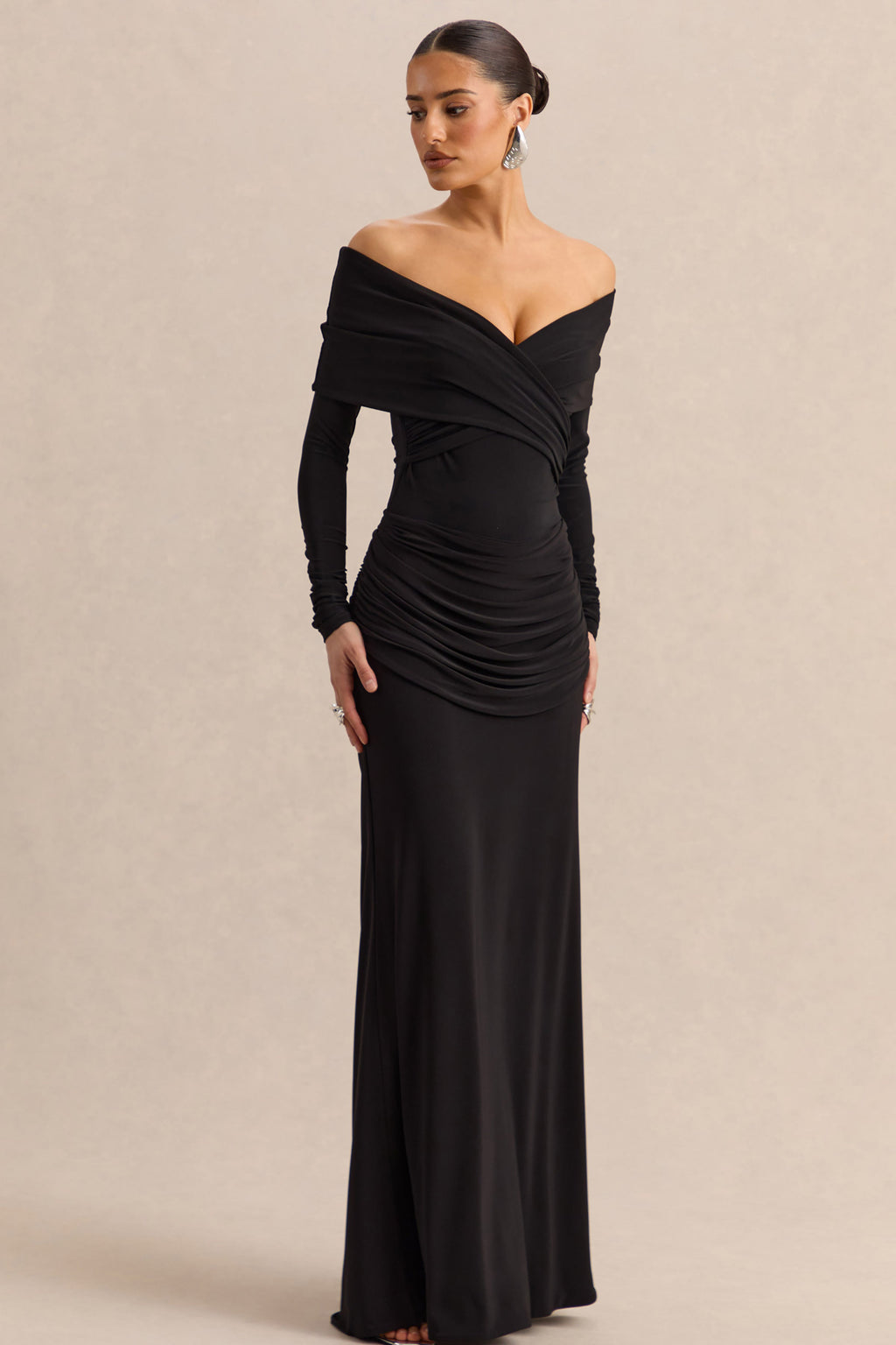 Esara | Black Maxi-Skirt With Gathered-Detailing