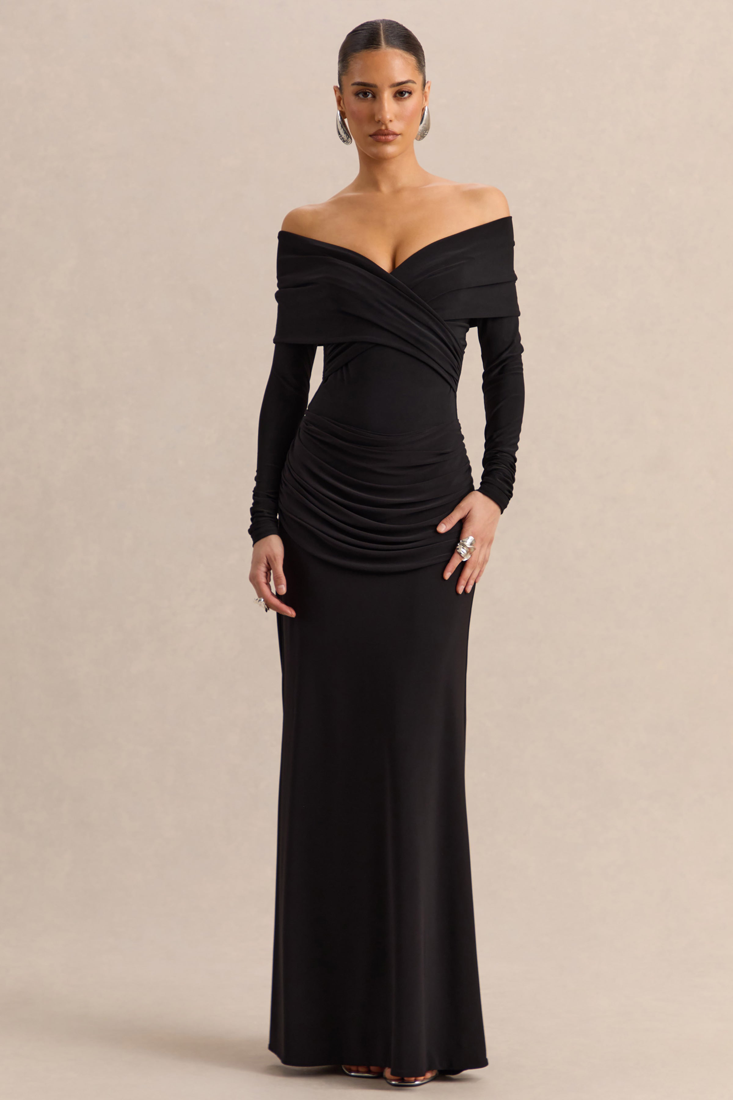 Esara | Black Maxi-Skirt With Gathered-Detailing