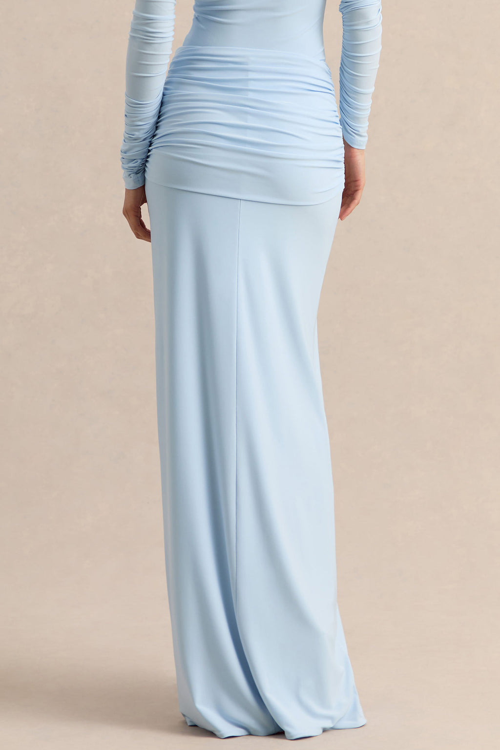 Flynne | Blue Wrapped Maxi Skirt With Sash