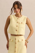 Emara | Lemon Round-Neck Top With Button-Detailing