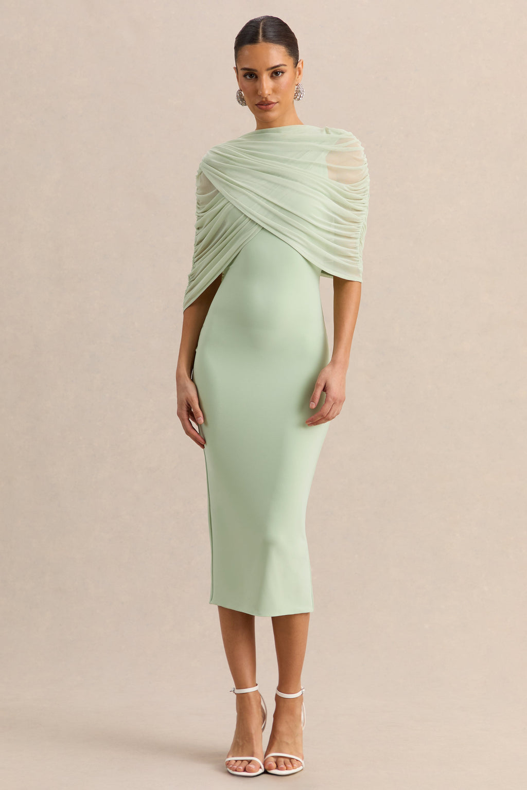 Mirana | Mint High-Neck Midi-Dress