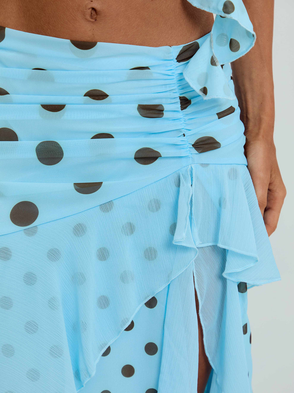 FARWIN MAXI SKIRT BLUE POLKA DOT