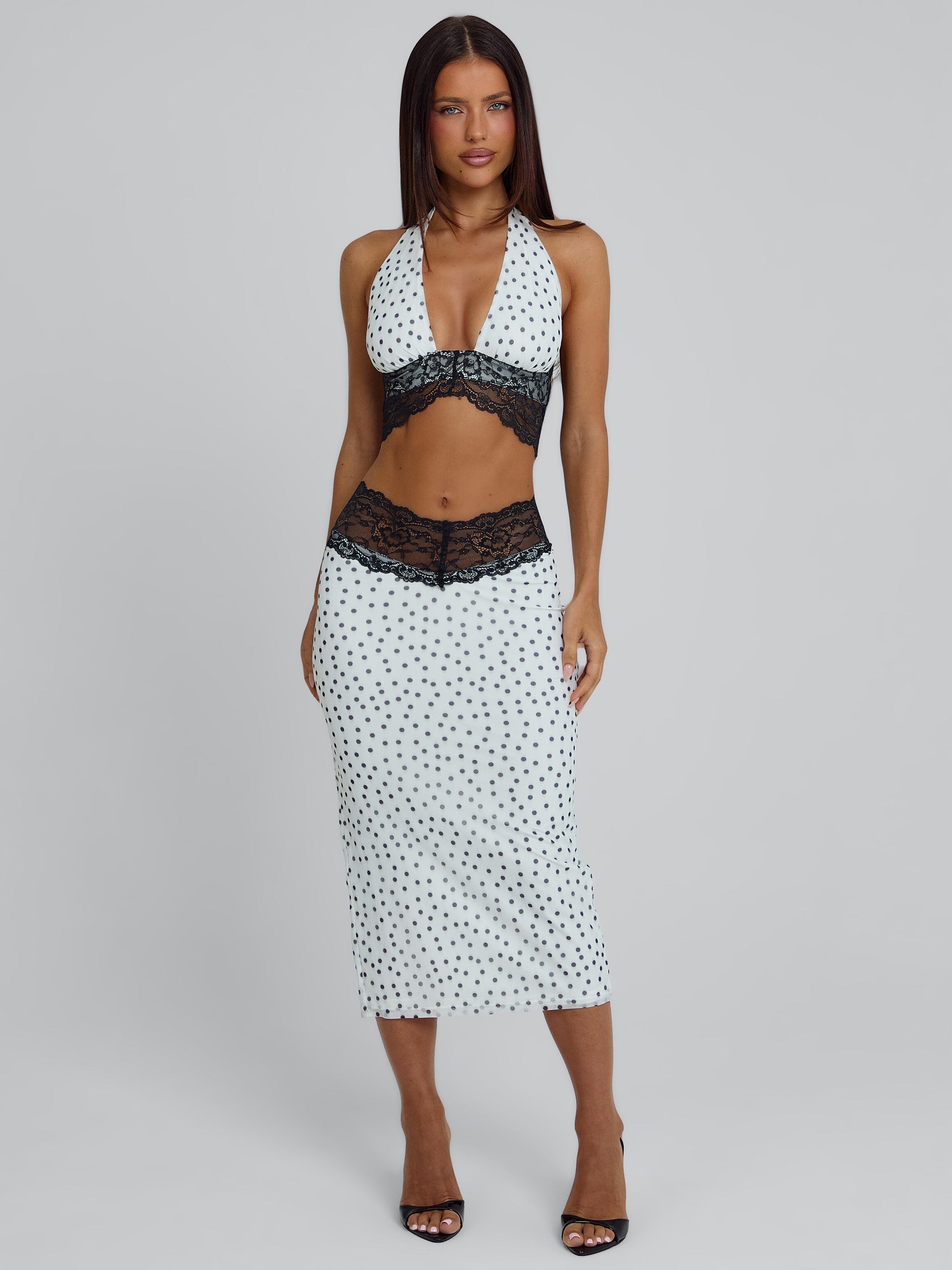 JAZARA MIDI SKIRT BLACK POLKA DOT