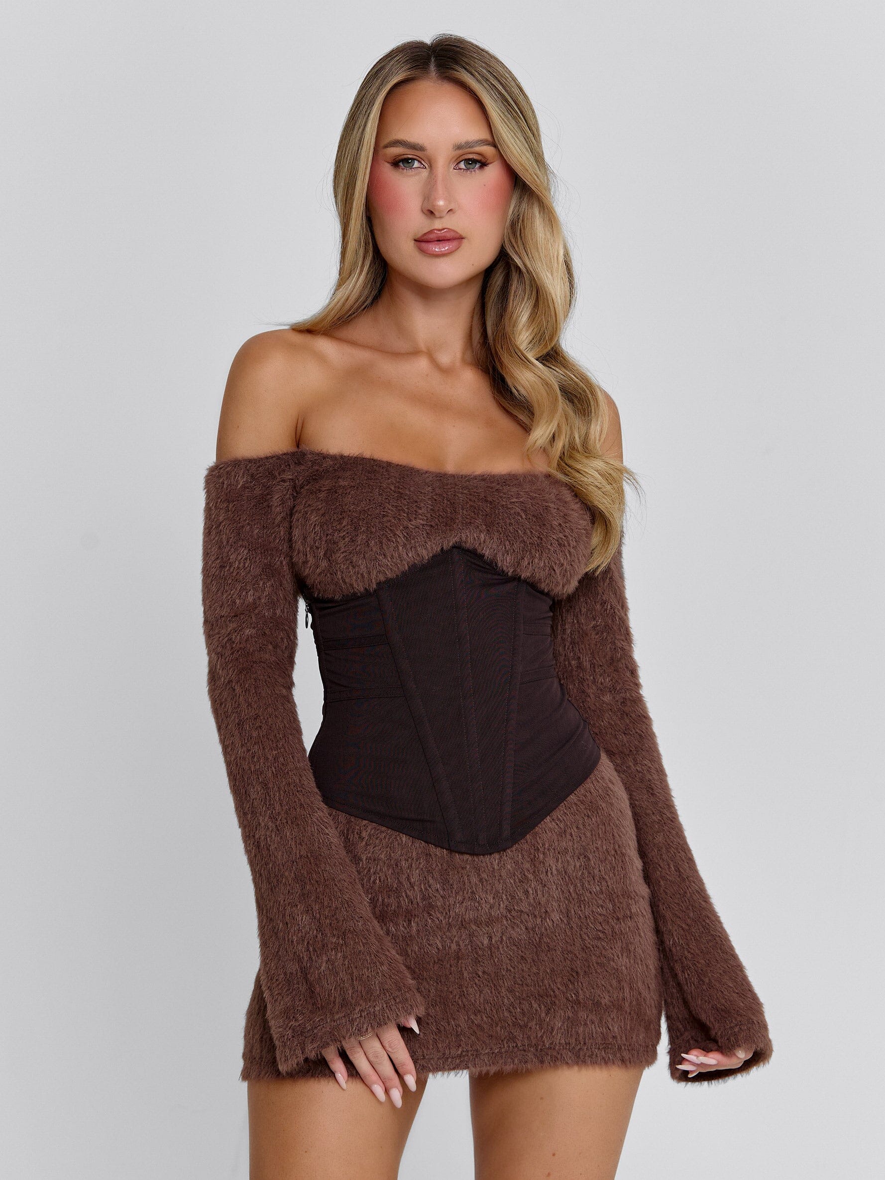 JUNO MINI DRESS BROWN