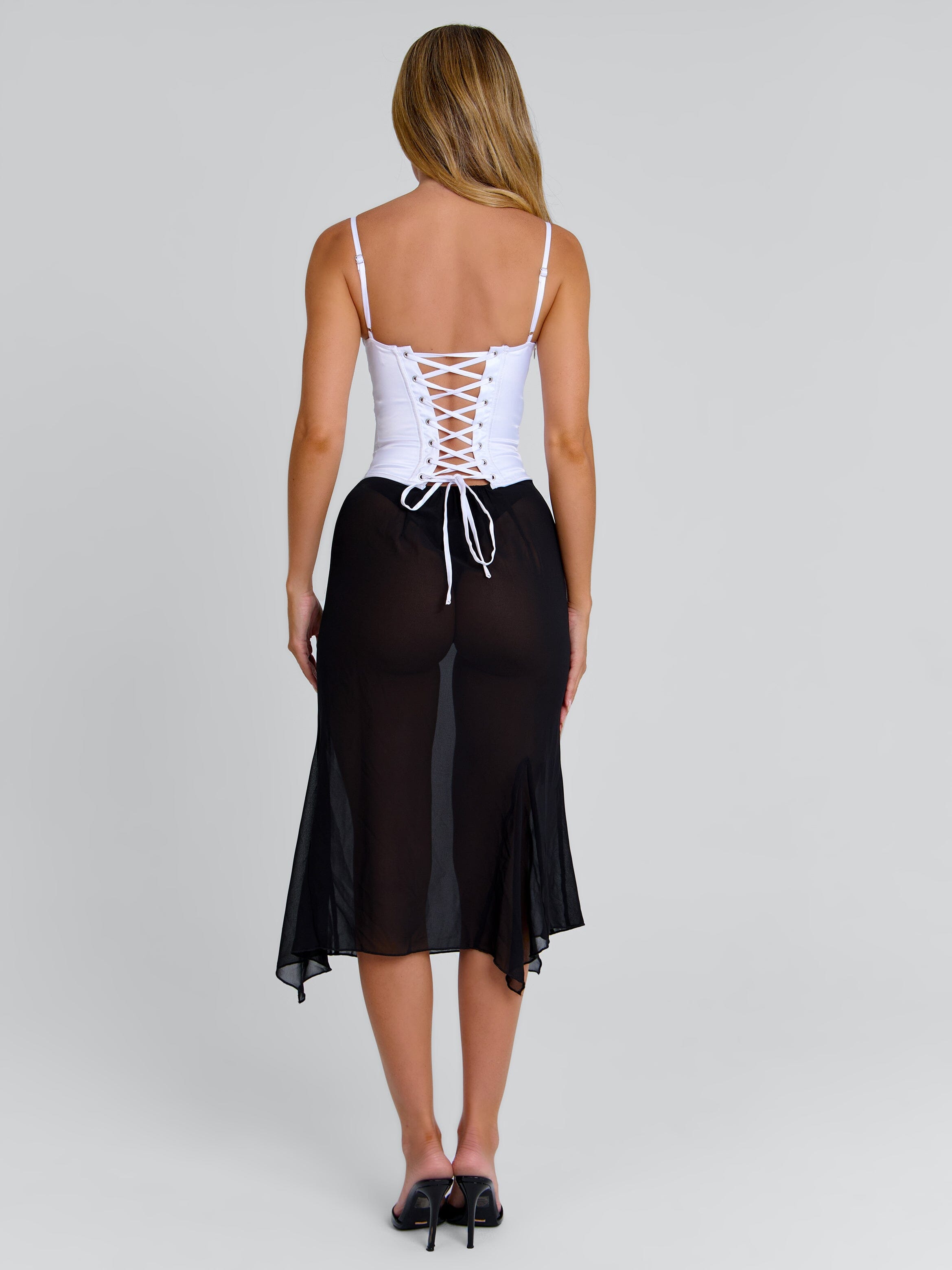 KAILEN MIDI DRESS WHITE BLACK