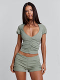 LIZA TOP GREEN PINSTRIPE