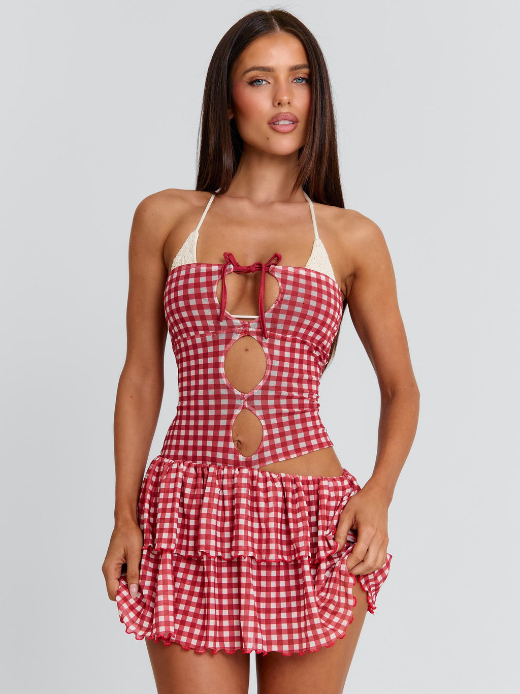 LORENA MINI DRESS RED GINGHAM