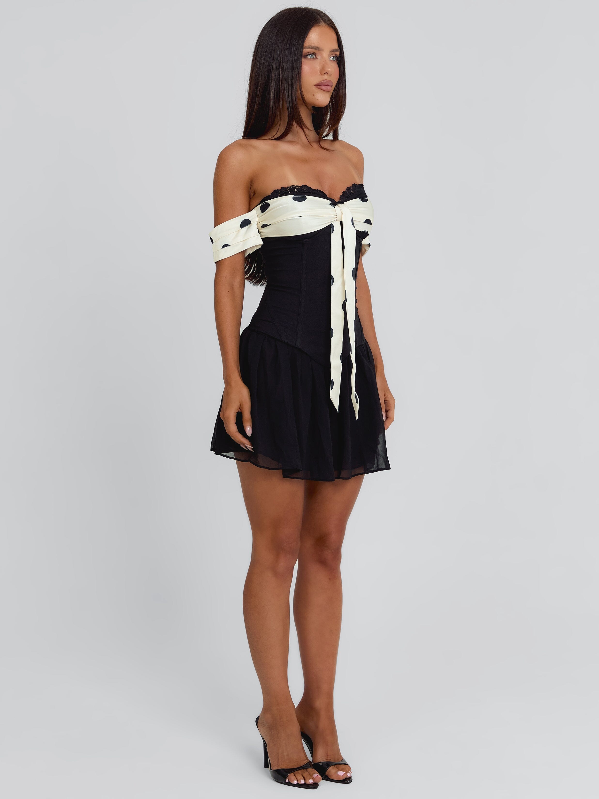 PRESLEY MINI DRESS BLACK POLKA DOT