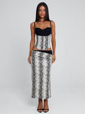 RAVELLE MIDI SKIRT SILVER SNAKE