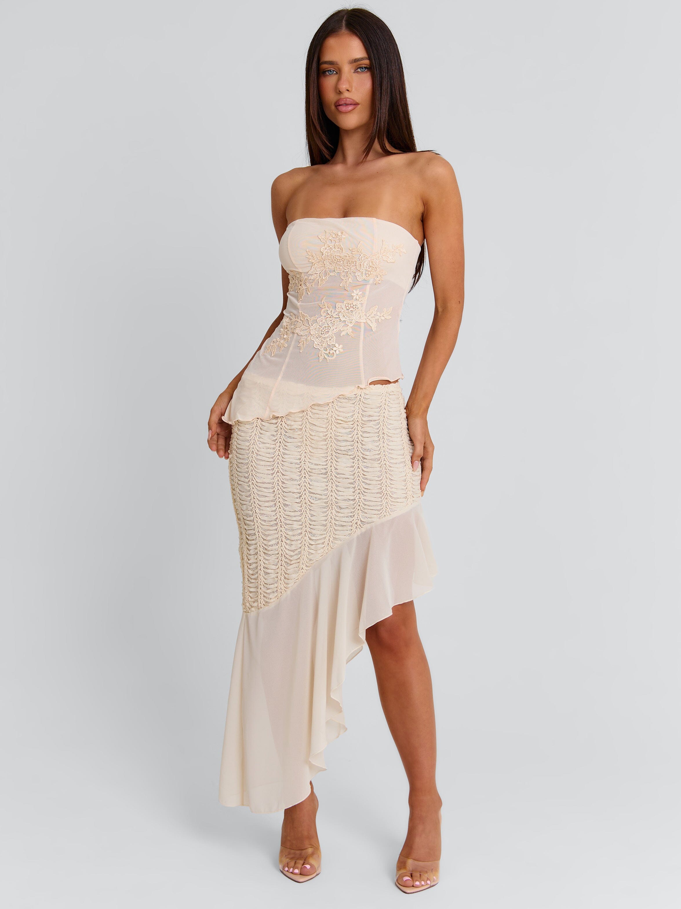 VICTOREA MIDI SKIRT CREAM