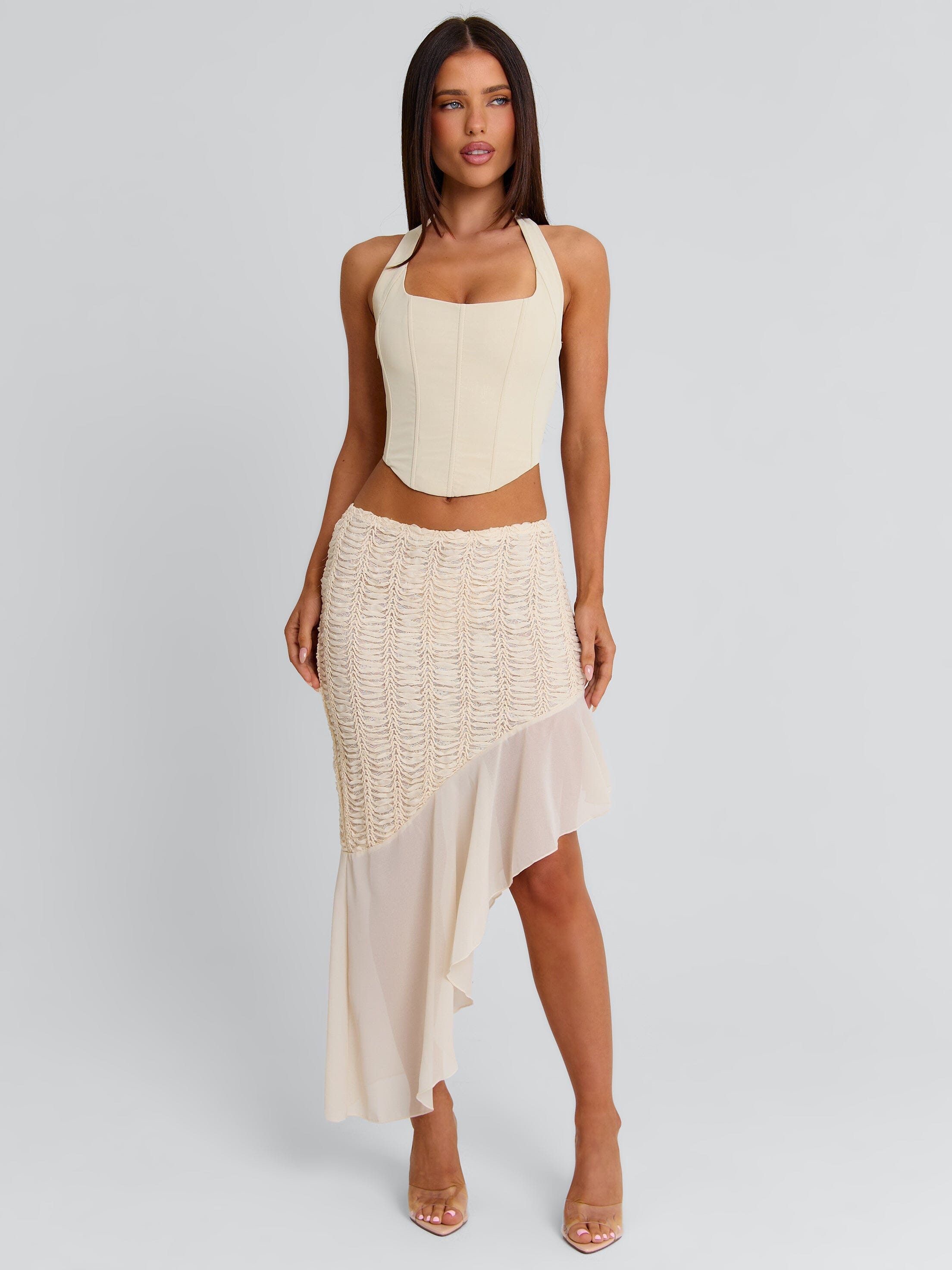 VICTOREA MIDI SKIRT CREAM