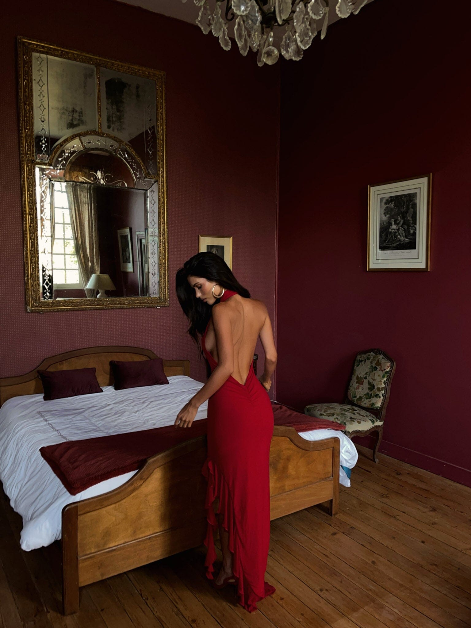 ZOEI MAXI DRESS DEEP RED