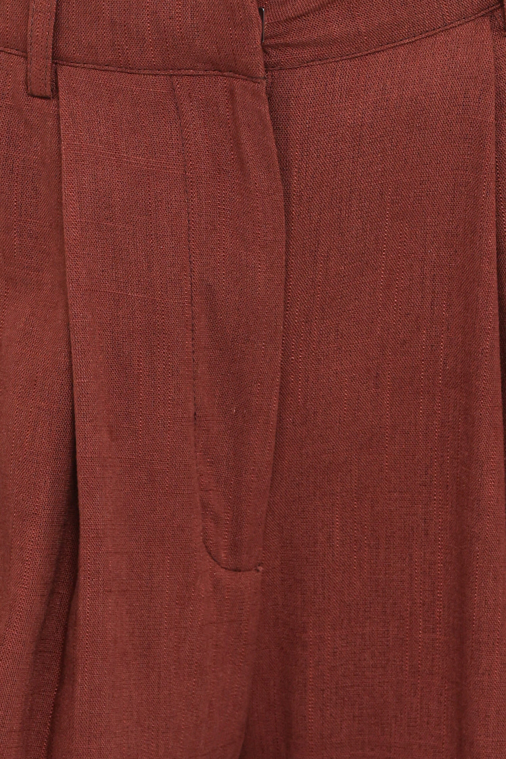 Elinor Cuffed Linen Pant - Brown