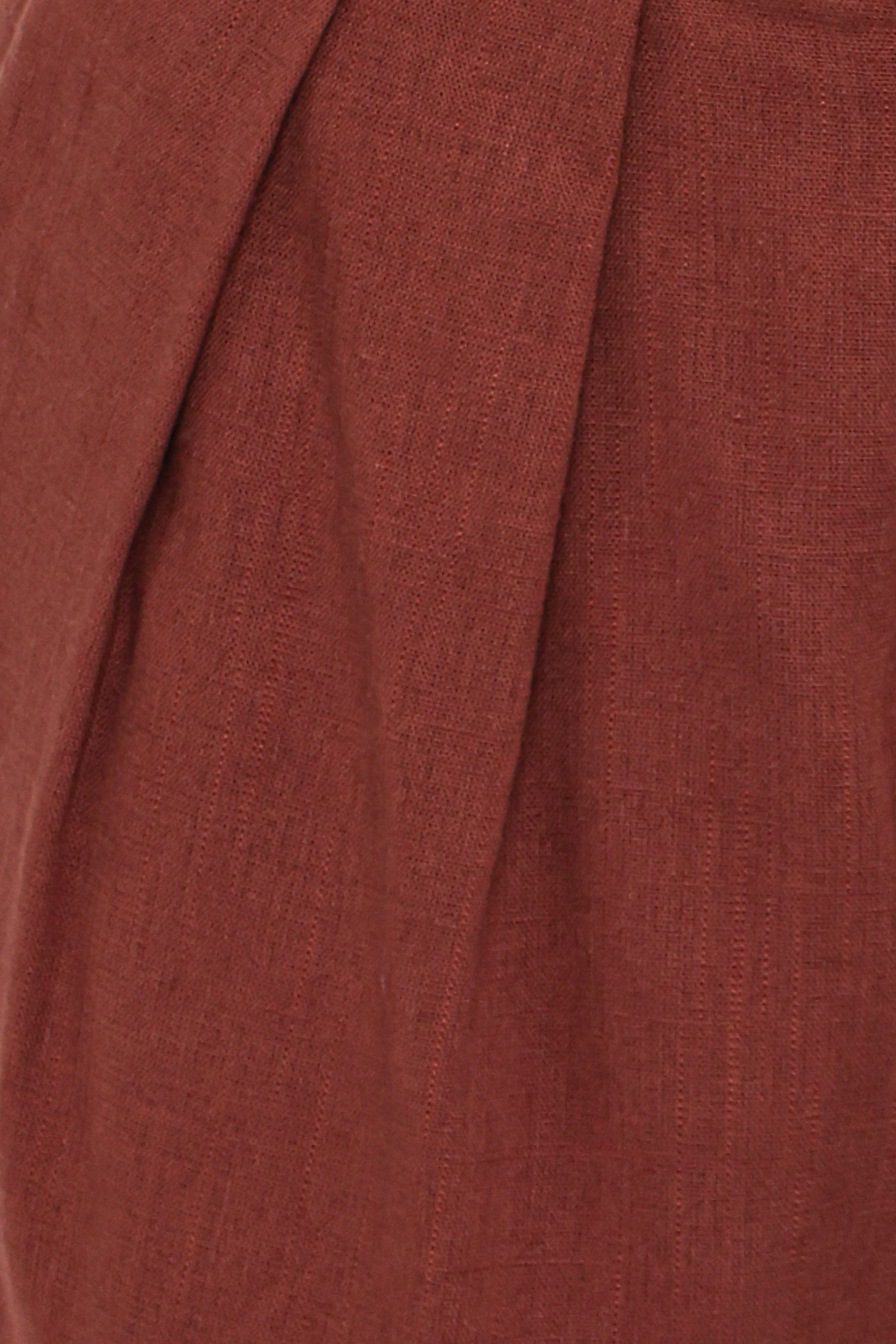Elinor Cuffed Linen Short - Brown