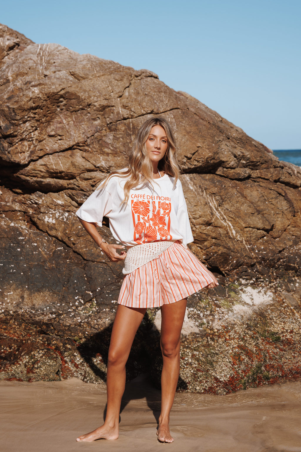 Mattina Shorts - Peach Stripe