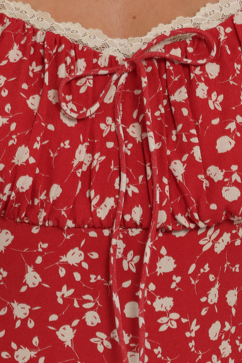 Francine Lace Midi Dress - Red Floral