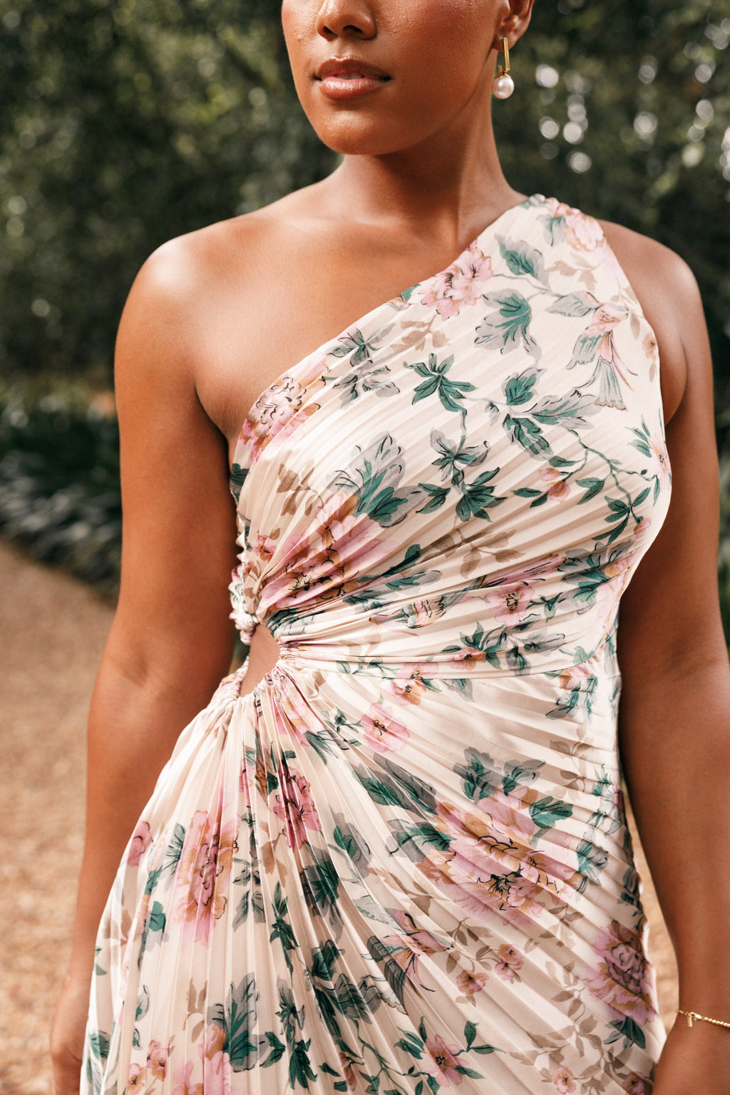 Kleo One Shoulder Maxi Dress - Pink Floral