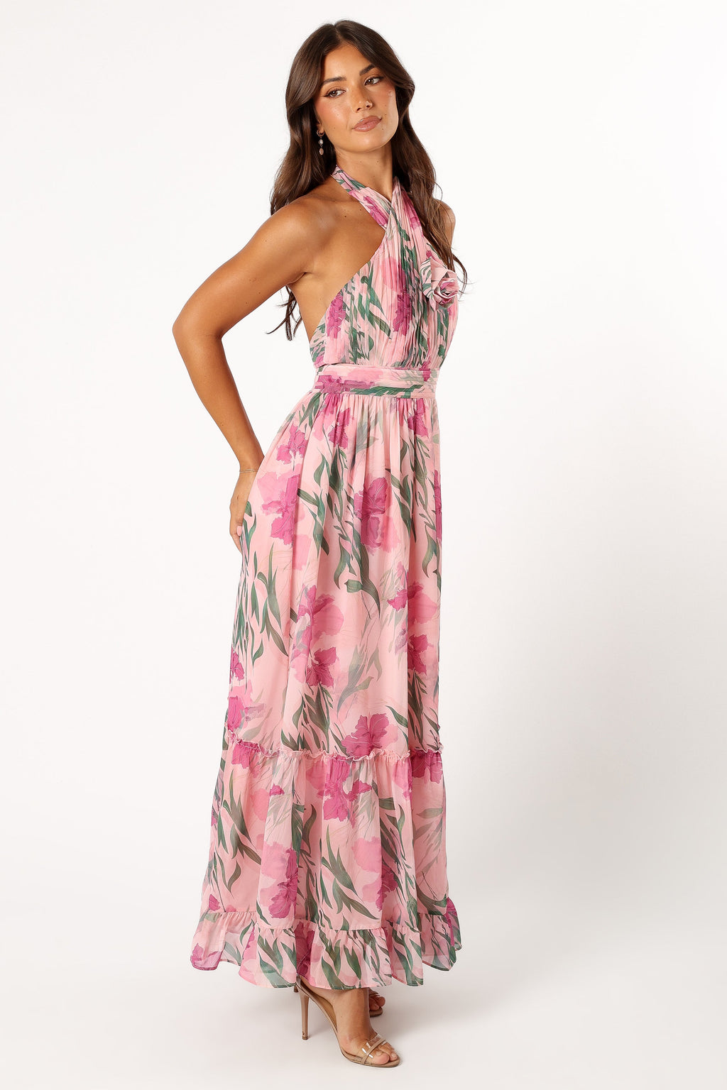 Lennon Halterneck Maxi Dress - Pink Floral