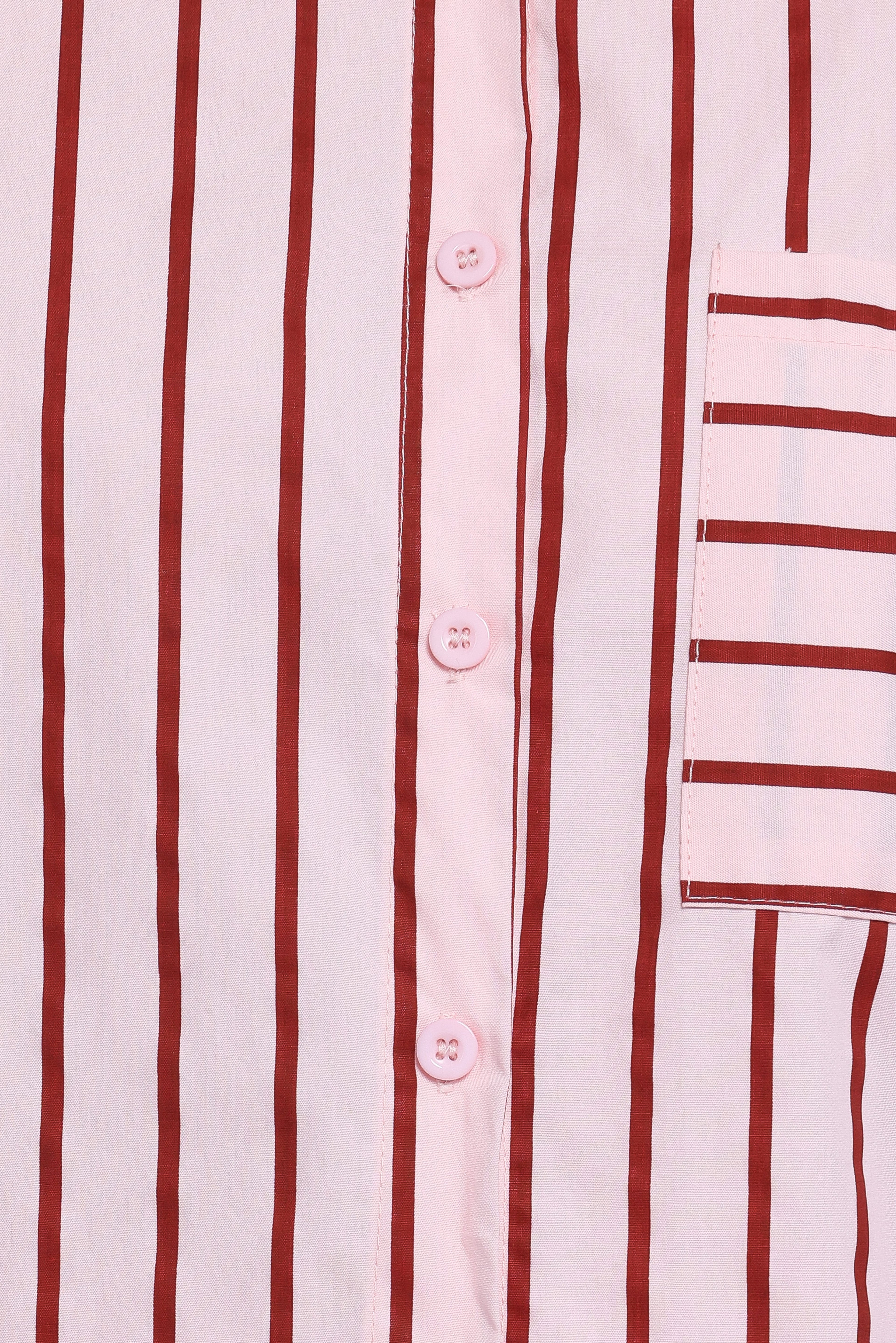 Ashlyn Short Set - Pink And Burgundy Stripe