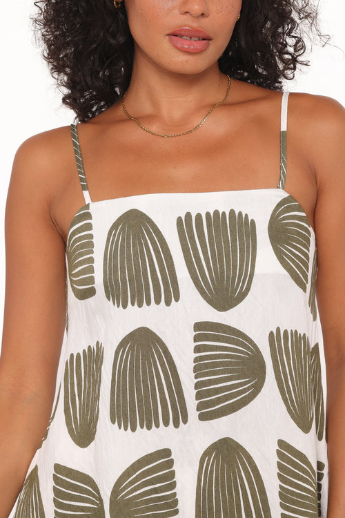 Brianna Pant Set - Green Palm Print