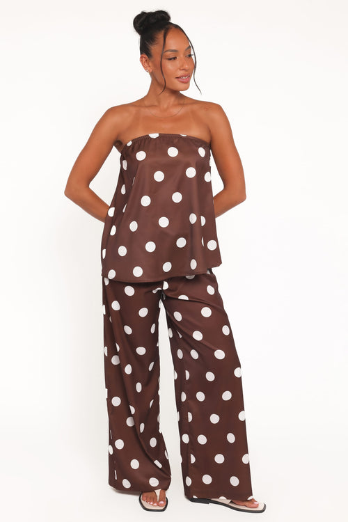 Brielle Polka Dot Set - Brown Polka Dot