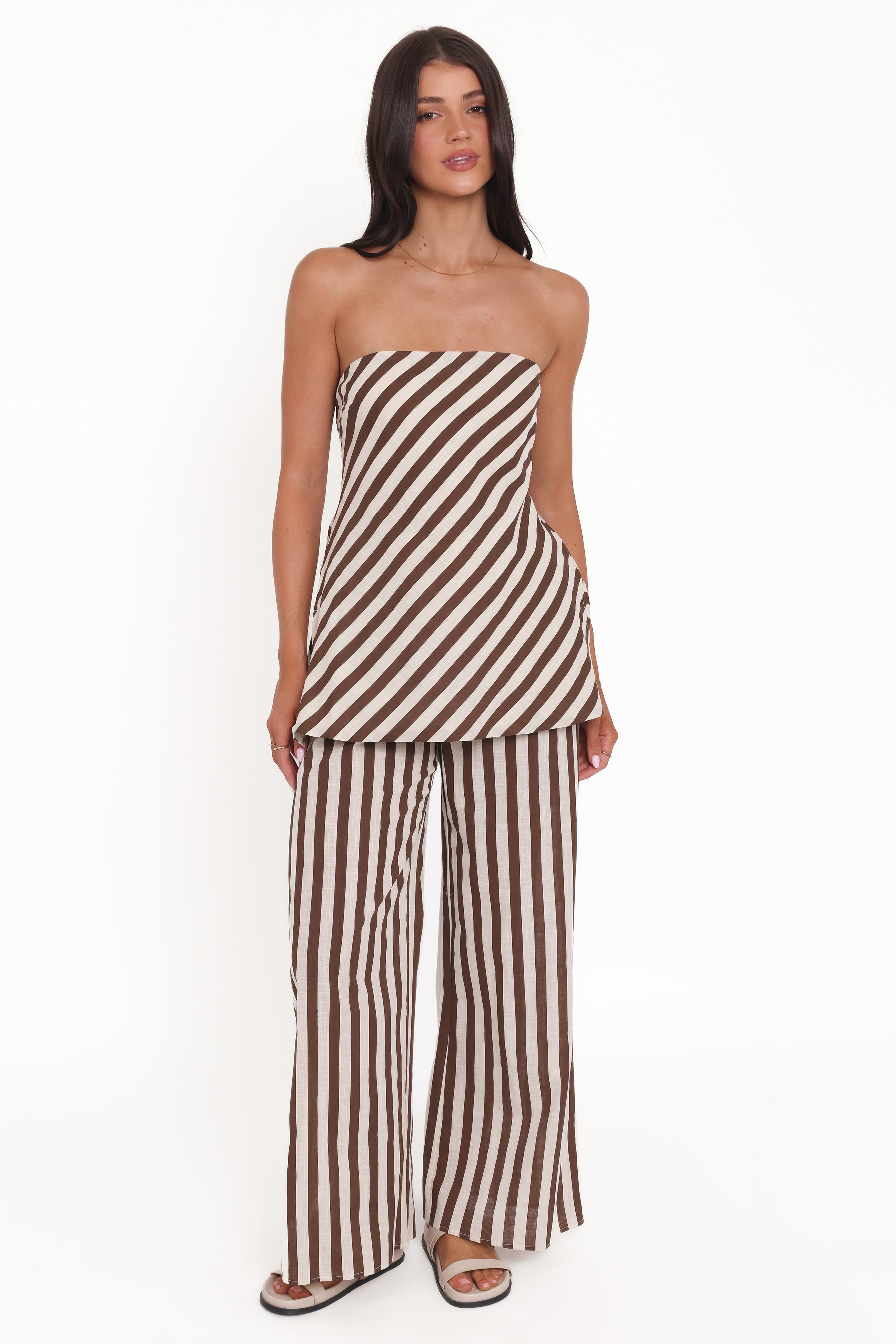 Kim Pant Set - Brown Stripe