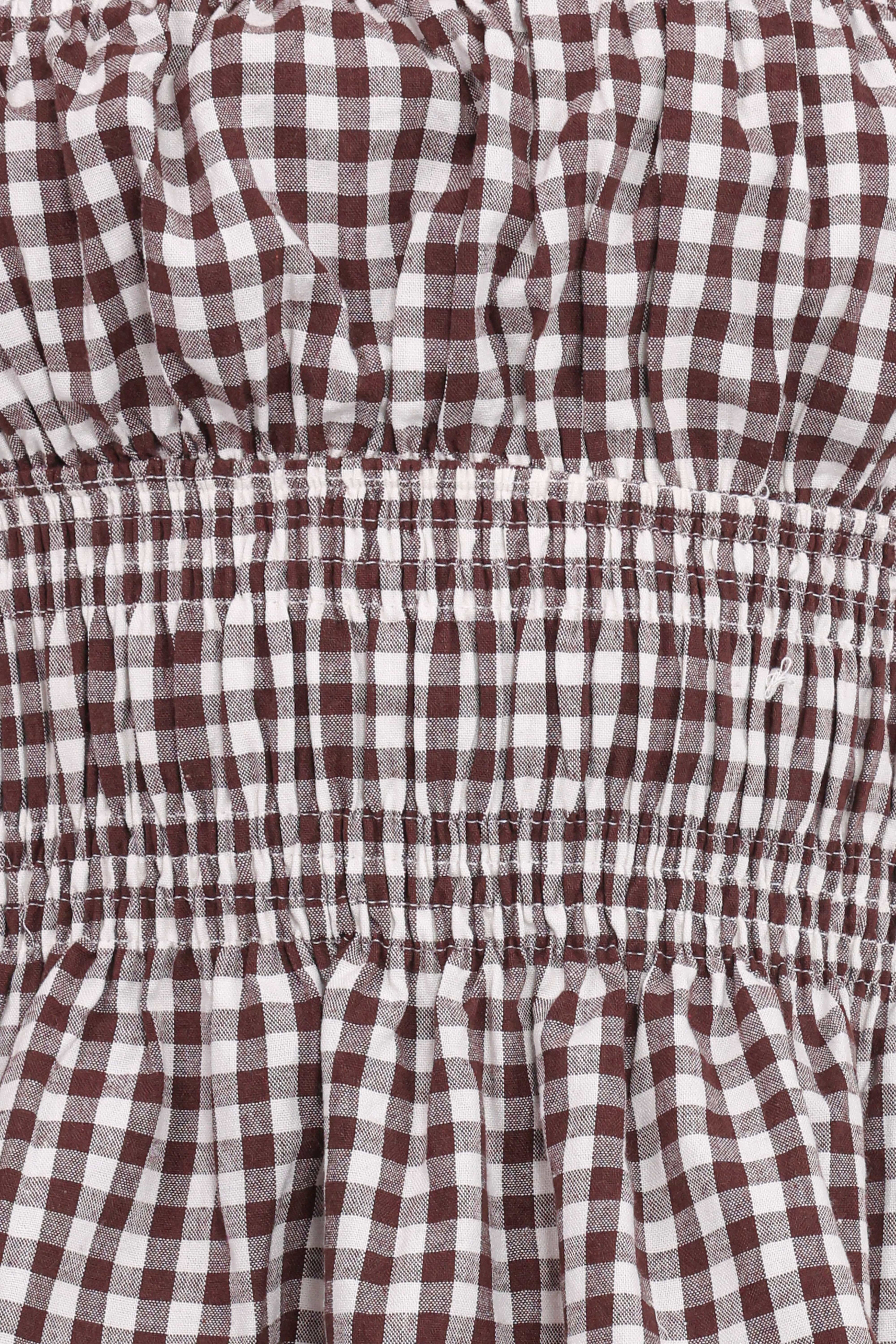 Amity Strapless Top - Brown Gingham