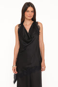 Clara Asymmetrical Lace Top - Black