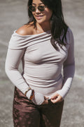 Liah Off Shoulder Knit Top - Grey