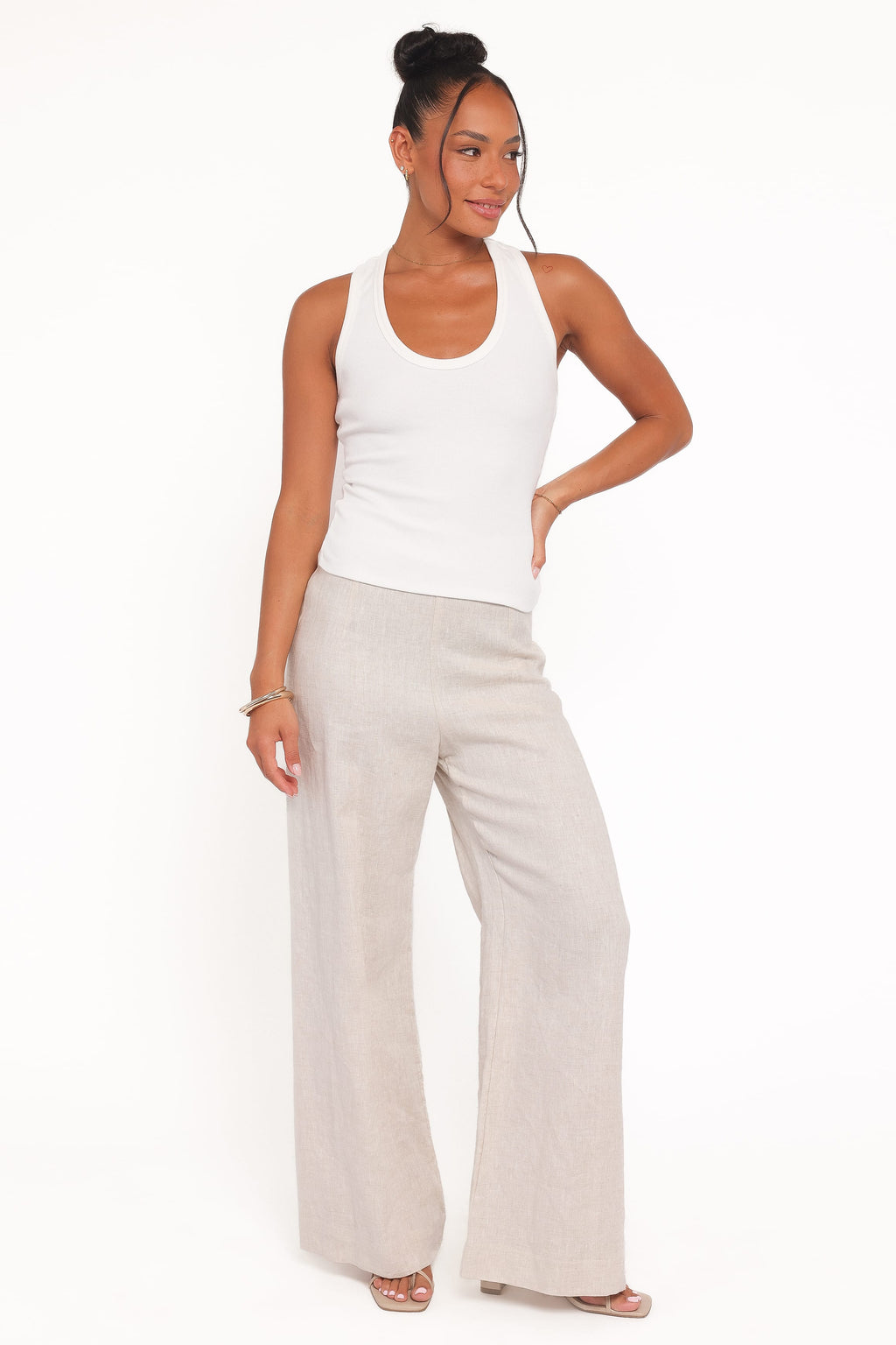 Miles Racerback Rib Knit Tank Top - White