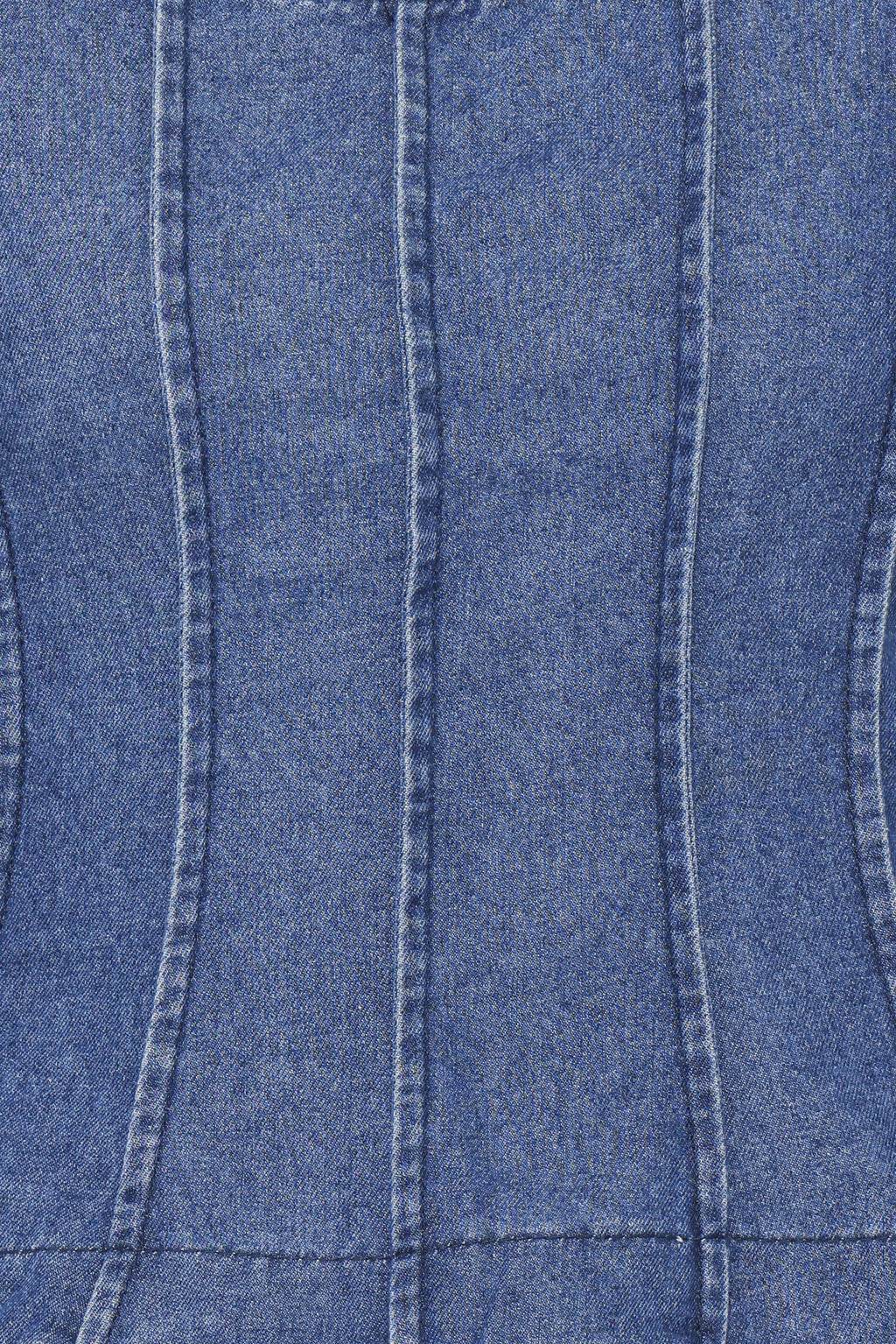 Saylor Denim Peplum Top - Blue Medium Wash