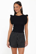 Kathleen Ruffled Knit Top - Black