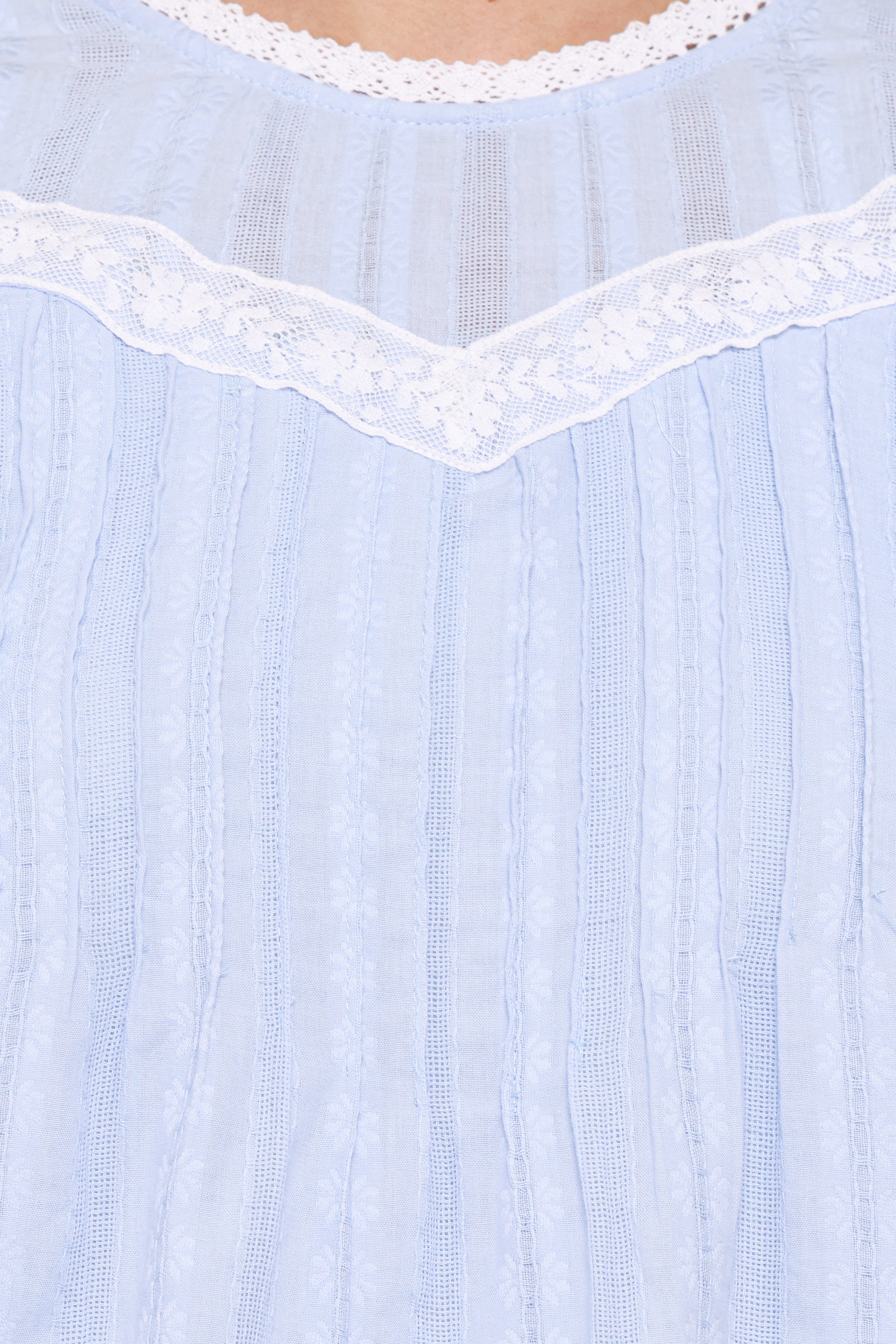 Laoise Lace Inset Ruffle Top - Light Blue