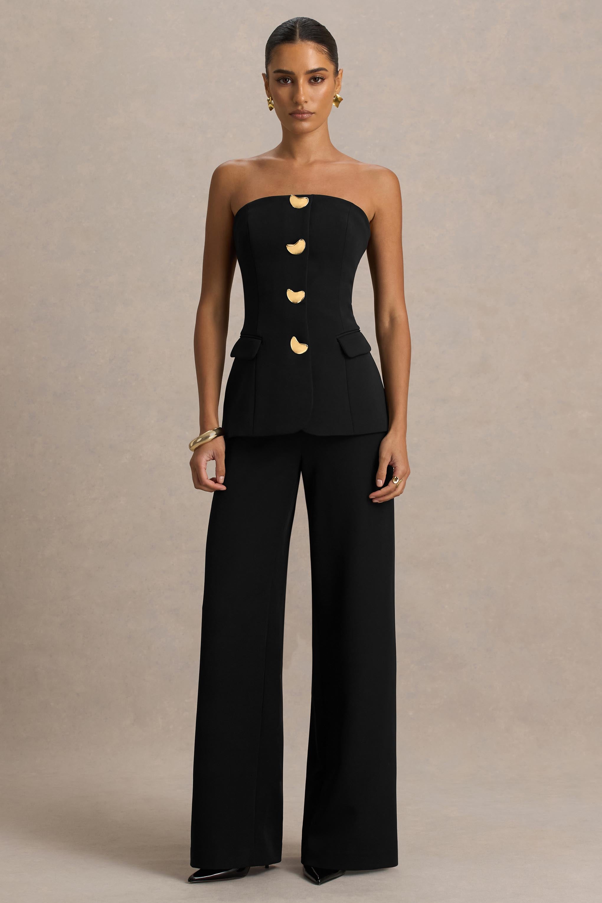 Zoey | Black Bandeau Jumpsuit